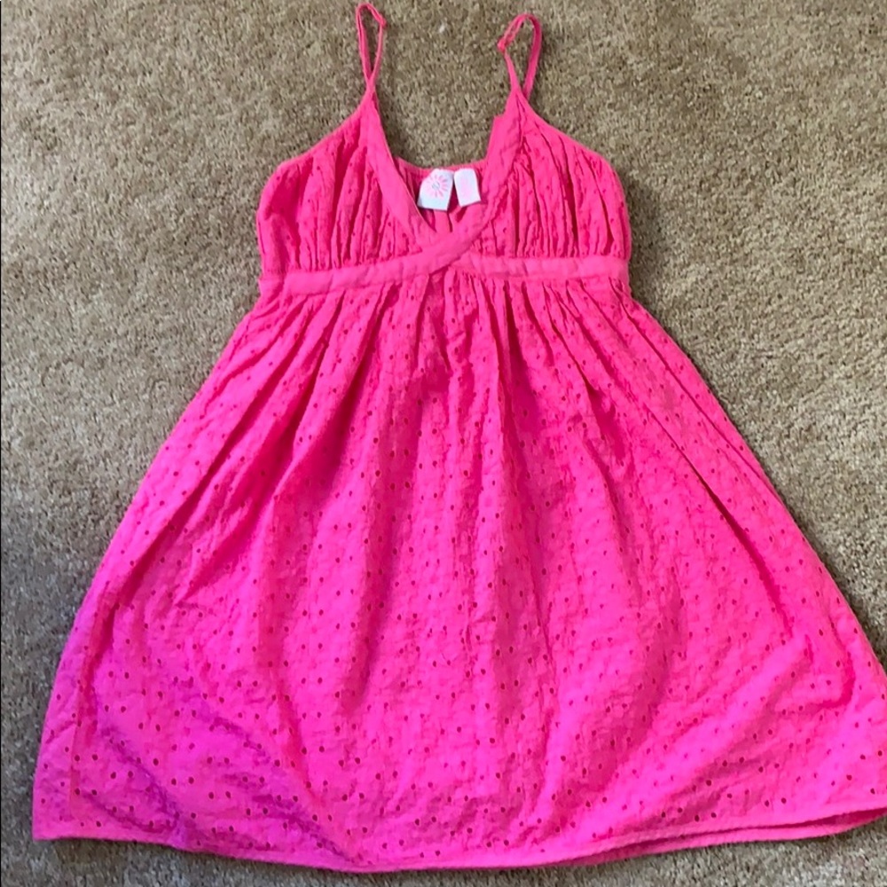 Pretty in pink eyelet dress